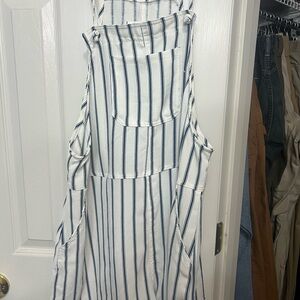 Navy Striped Sleeveless Dress